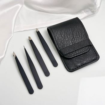 Obrázek Sada pinzet 4 ks v pouzdru - černá