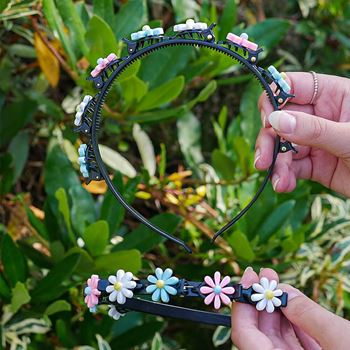 Obrázek z Dětská čelenka se sponkami - kytičky 