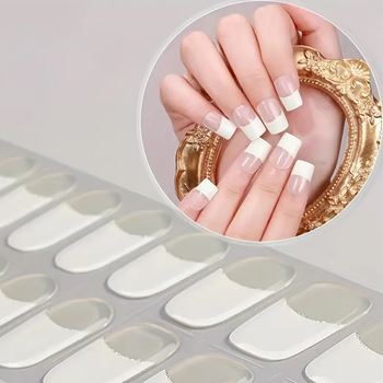 Obrázek z Elegantní samolepky na nehty - francouzská manikúra - bílá  