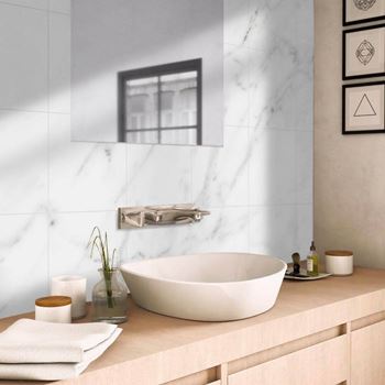 Obrázek z PVC samolepicí podlahové čtverce 30x30 cm - bílý mramor 