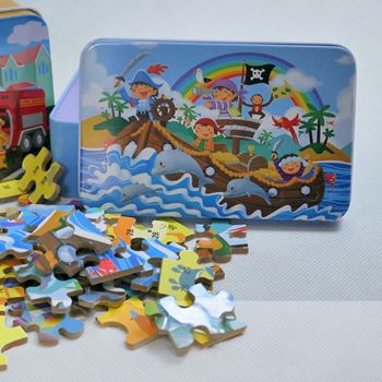 Obrázek z Dětské puzzle v plechové krabičce - piráti 