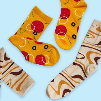 Obrázek z Sada 4 párů ponožek - pizza 