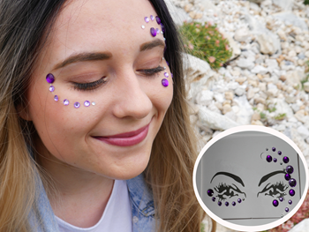 Obrázek Nalepovací kamínky na obličej - fialové