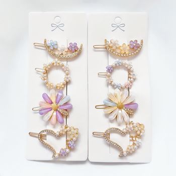 Obrázek Kytičkové sponky do vlasů s kamínky 4ks