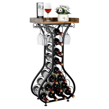 Obrázek Kovový stojan na 14 lahví vína a 4 sklenice