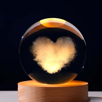 Obrázek  LED svítící skleněná koule - srdce