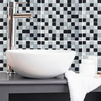 Obrázek z Skleněná mozaika na mřížce 30 x 30 cm - černobílá 