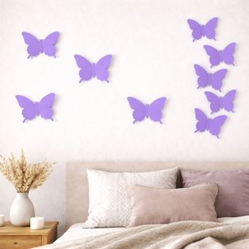 Obrázek 3D motýlci na zeď - fialová