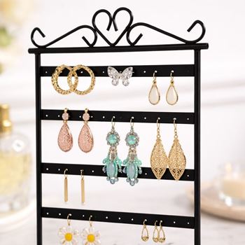 Obrázek z Stojan na šperky a náušnice kovový - černý -  