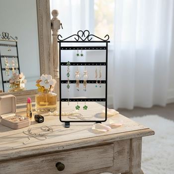 Obrázek z Stojan na šperky a náušnice kovový - černý -  