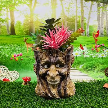 Obrázek Květináč - pařez s obličejem