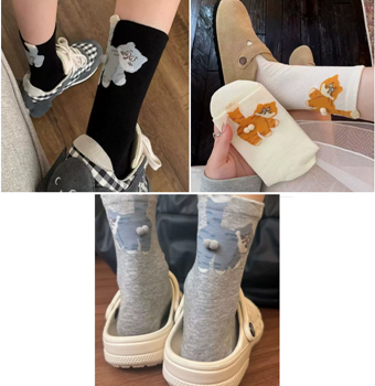 Obrázek Vtipné ponožky s kočičím zadkem 3D - černé