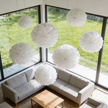 Obrázek Bílá papírová dekorace Pompom 20 cm 5 ks