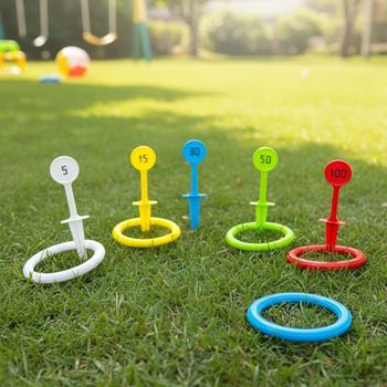 Obrázek z Hra házení kroužků s kolíky do země 