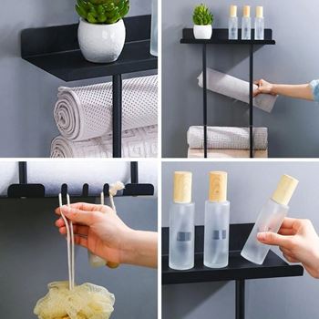 Obrázek z Kovová černá police do koupelny 