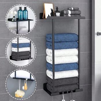 Obrázek z Kovová černá police do koupelny 