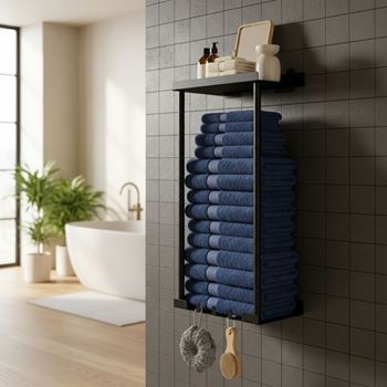 Obrázek z Kovová černá police do koupelny 