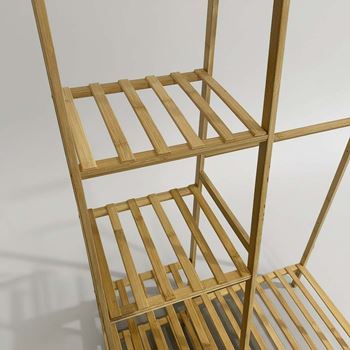 Obrázek z Bambusový stojan na oblečení s policemi a věšákem - šířka 80 cm 