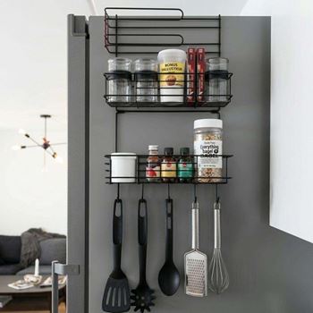 Obrázek Kovový organizér na lednici černý