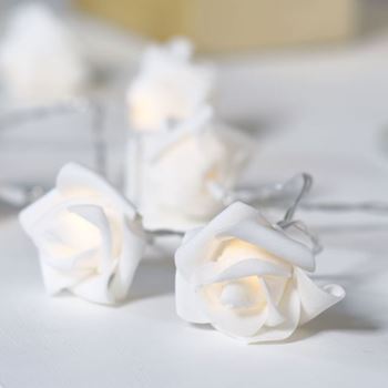 Obrázek z LED světelný řetěz na baterie s růžičkami – 20 květů 