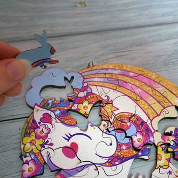 Obrázek z Dřevěné puzzle - magický jednorožec 