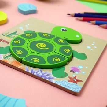 Obrázek z Dřevěné puzzle pro nejmenší - želva 