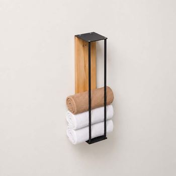 Obrázek z Nástěnný držák na ručníky dřevo/kov 40 cm 