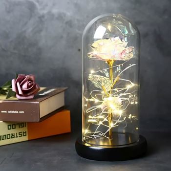Obrázek z Elegantní svítící růže ve skleněné váze 