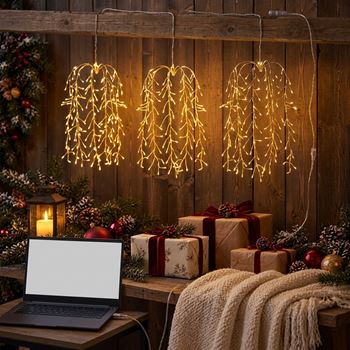Obrázek z LED závěsná světýlka s vrbovými větvičkami a USB napájením 
